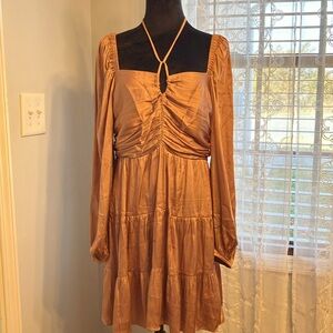 NWT Xl Copper silky Long-Sleeve Dress